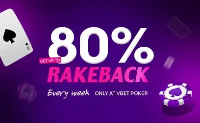 80% rakeback vbet poker