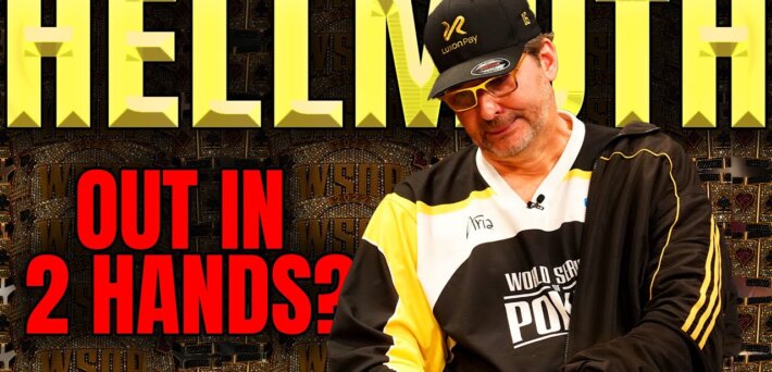 Phil Hellmuth perde stack duas vezes e sai correndo da sala de poker no Hustler Casino Live