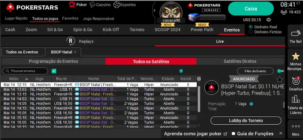 satélites bsop natal pokerstars