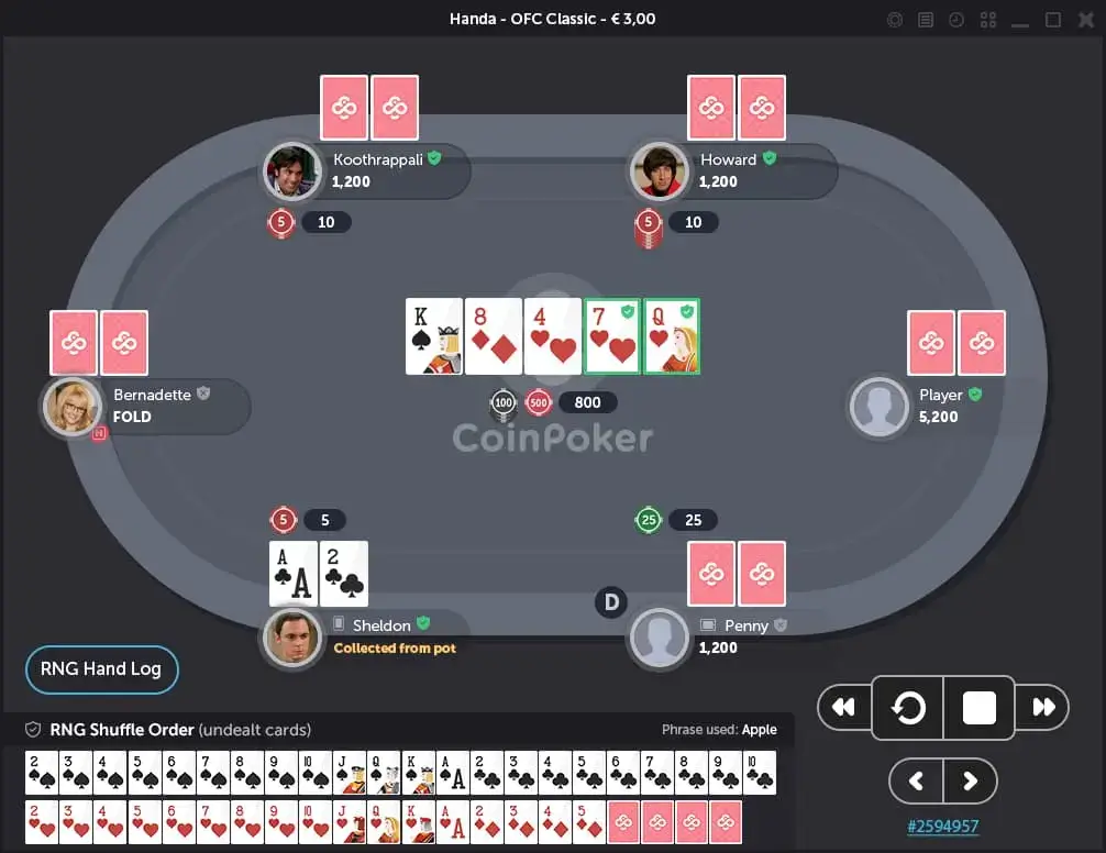 coinpoker historico de maos