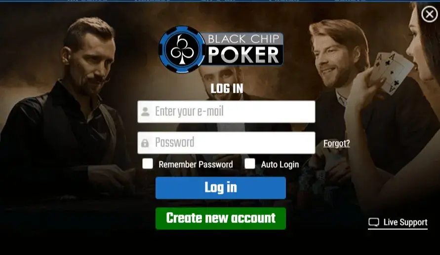 log in no black chip poker