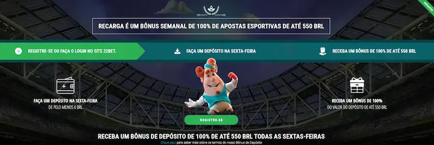 22bet bonus recarga apostas esportivas